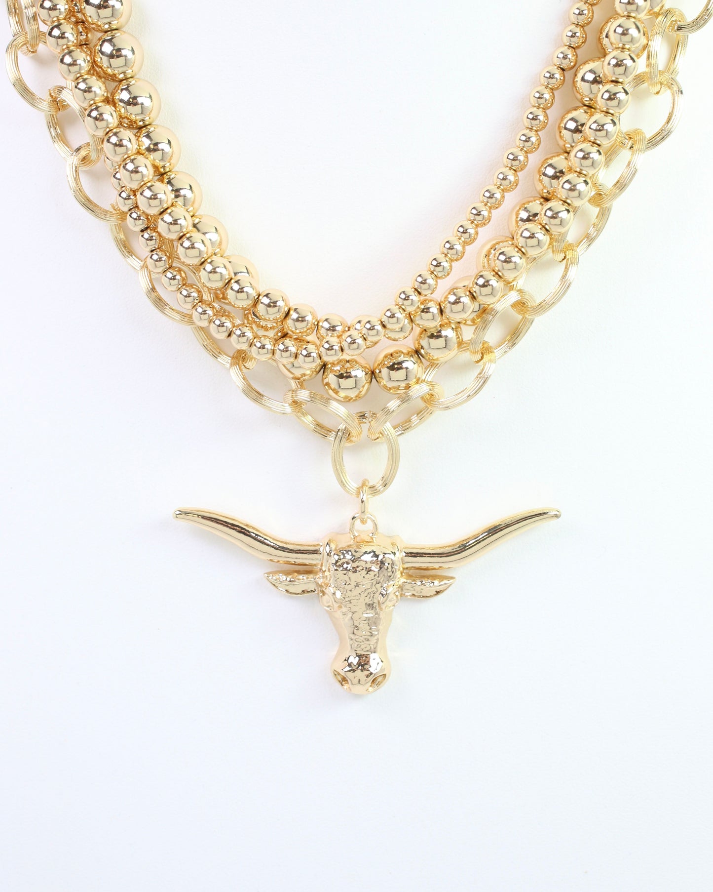 Bree Beaded Layered Necklace Bull Gold
