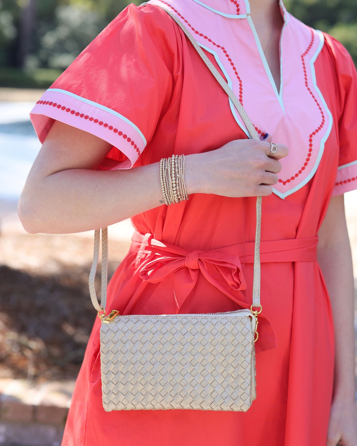 Liz Crossbody Bag Woven Champagne