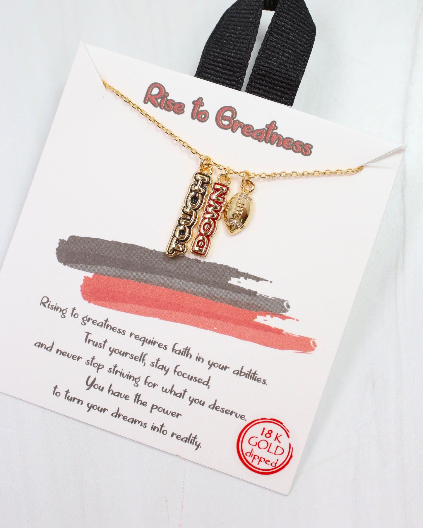 Enamel Touch Down Necklace Red Black