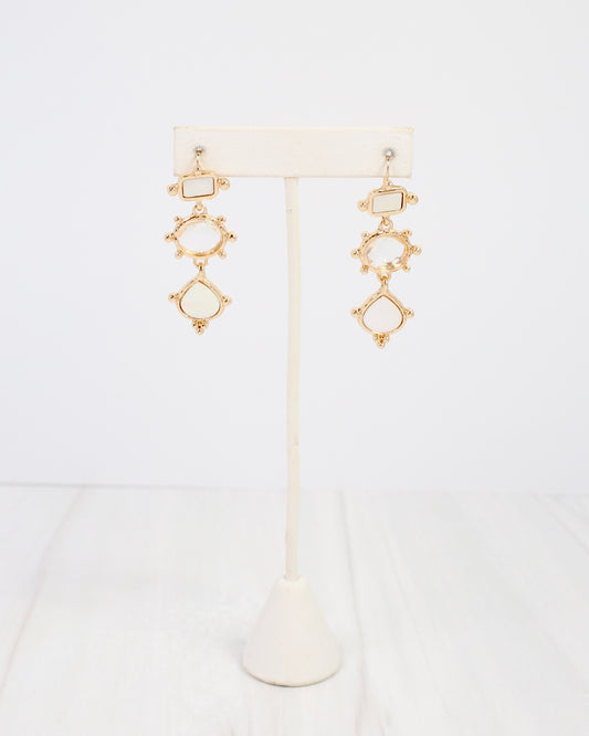 Kalamath Mother of Pearl Dangle Earring Gold