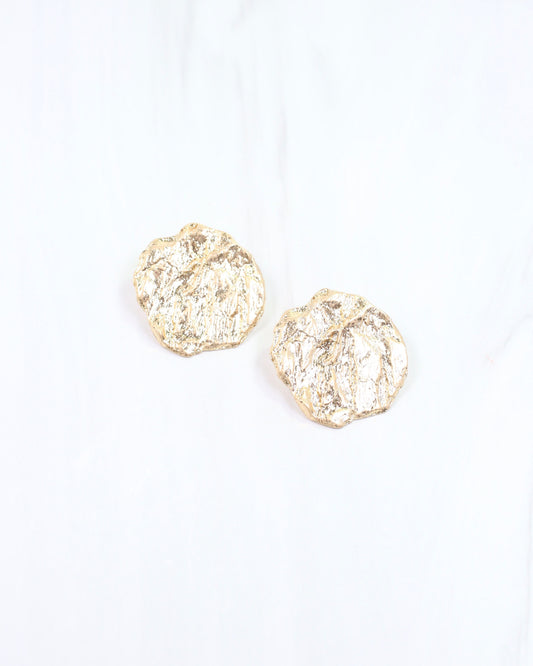 Ingham Textured Round Earring Worn Gold