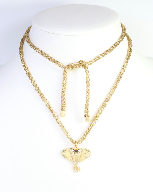 Corie Cord Necklace Elephant Gold