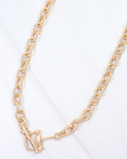 Saratoga Horsebit Necklace Worn Gold