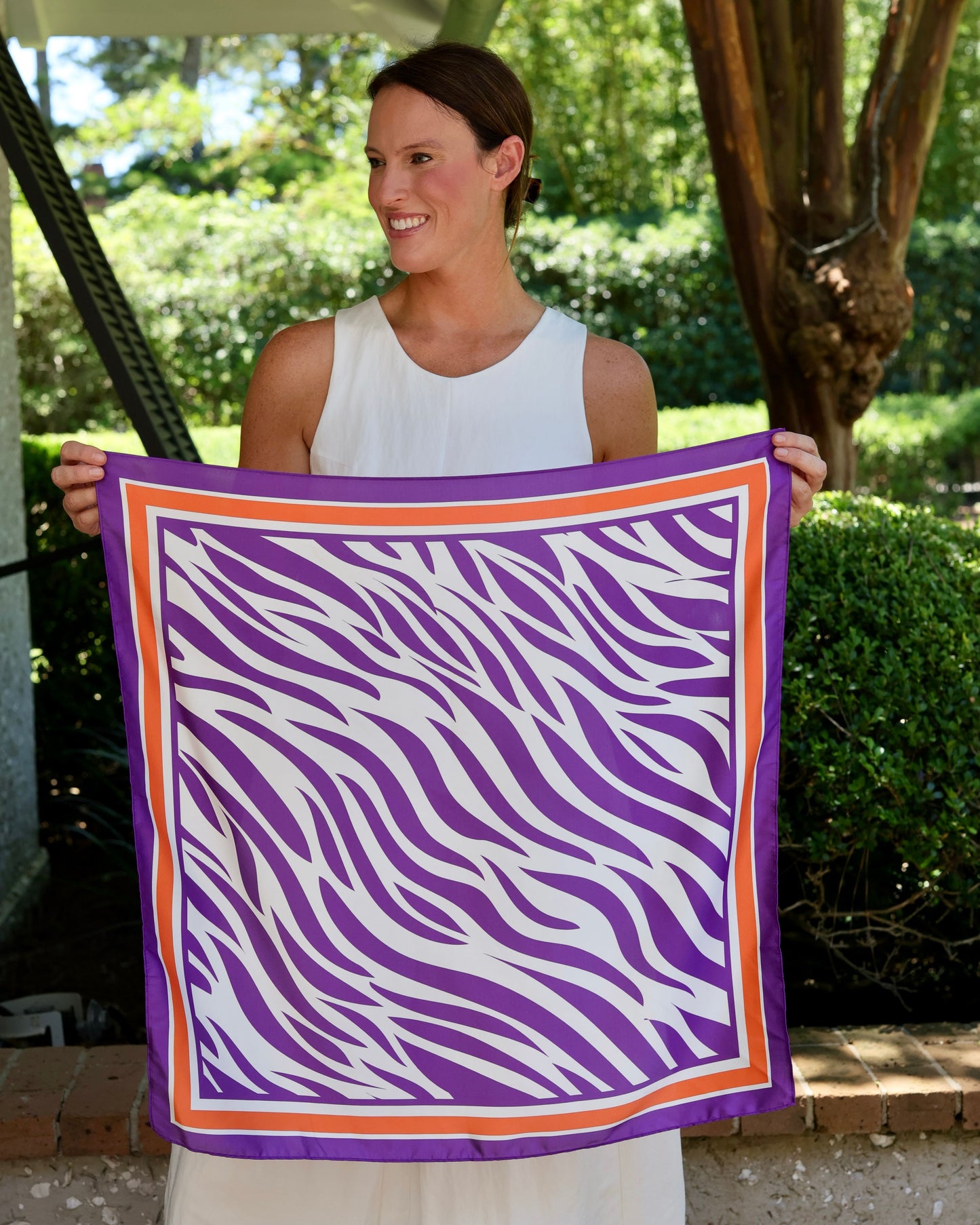 Harper Striped Scarf Medium Purple Orange