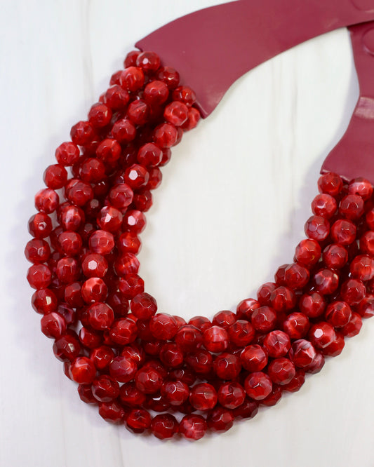 Cadence Multi Layered Beaded Necklace Burgundy