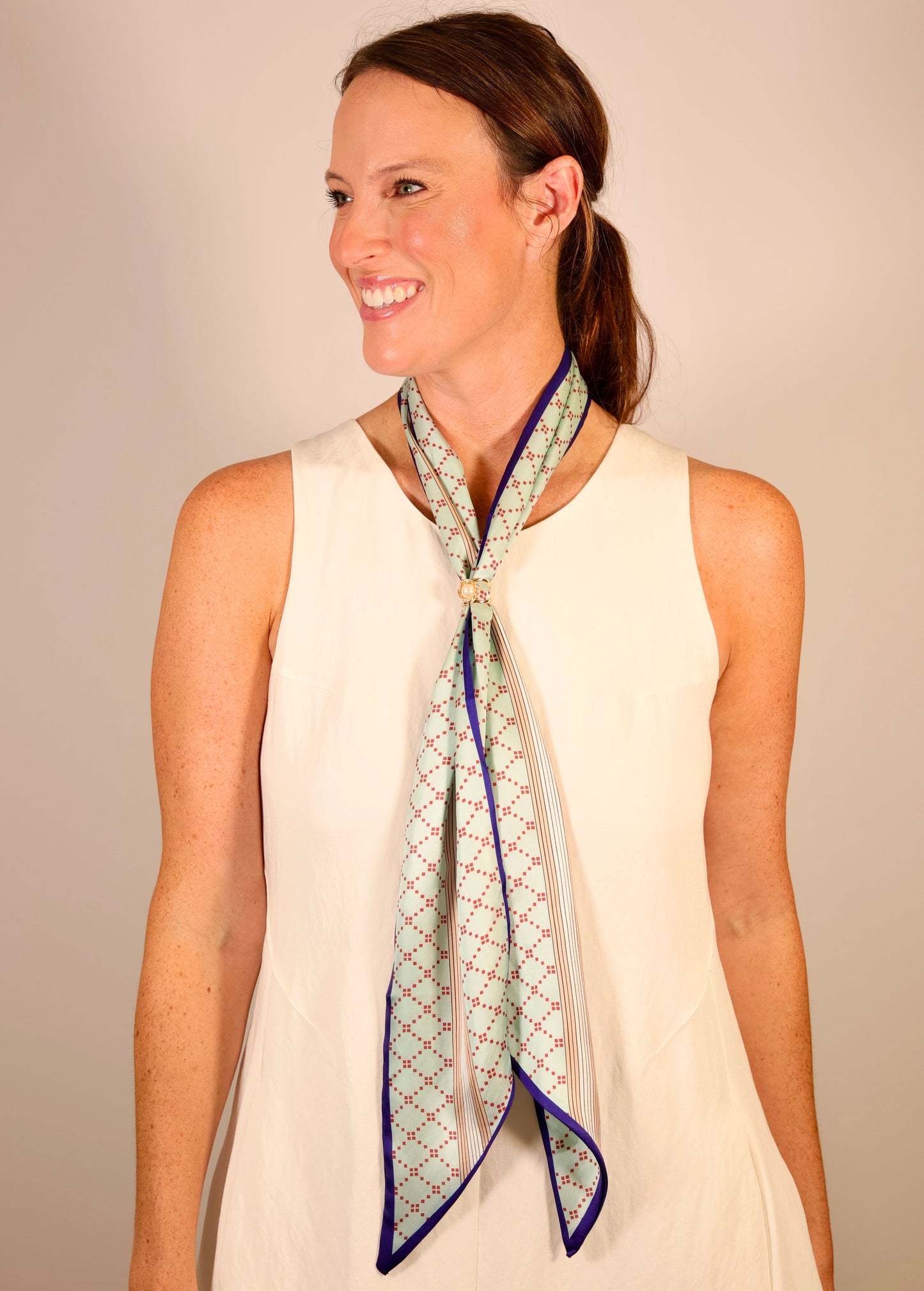 Hollis Scarf With Pearl Slide Blue