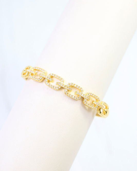 Natasha CZ Square Bangle Bracelet WR Gold