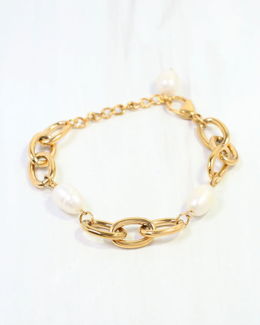 Colleen Pearl Link Bracelet WP Gold