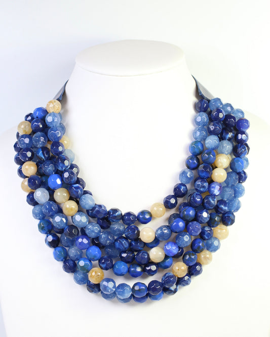 Kayden Beaded Layered Necklace Blue Multi