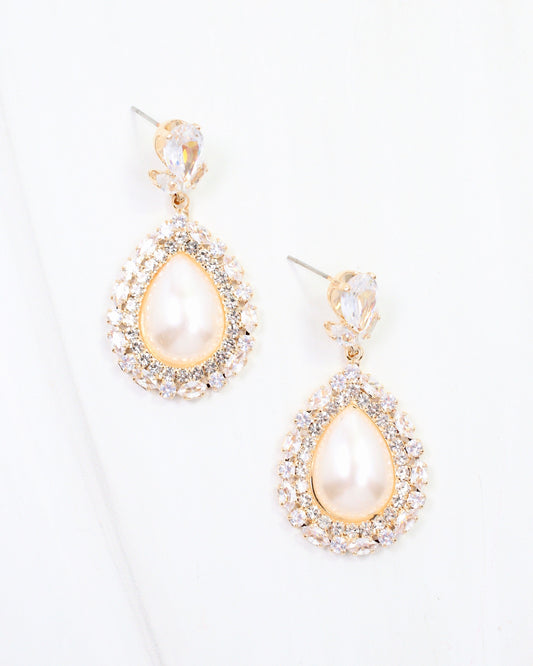Anastasia Pearl CZ Dangle Earring Cream