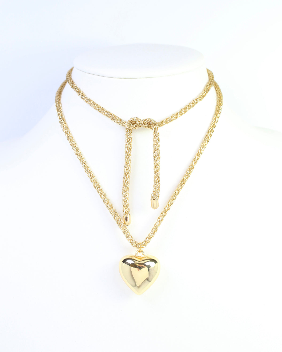 Cameron Cord Necklace Heart Gold