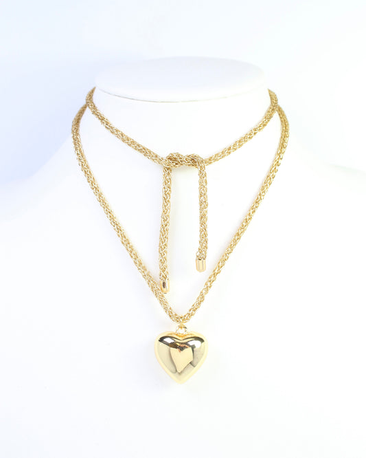 Cameron Cord Necklace Heart Gold