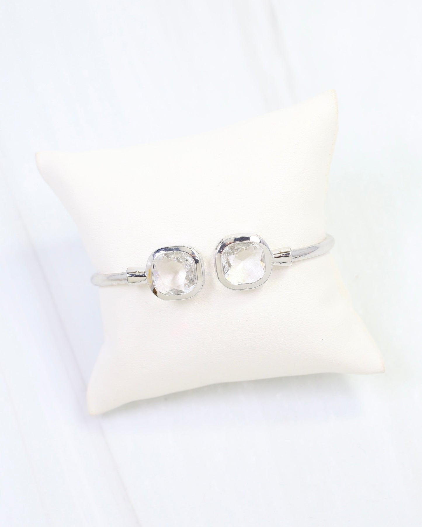 Kira Square Crystal Cuff Bracelet Silver