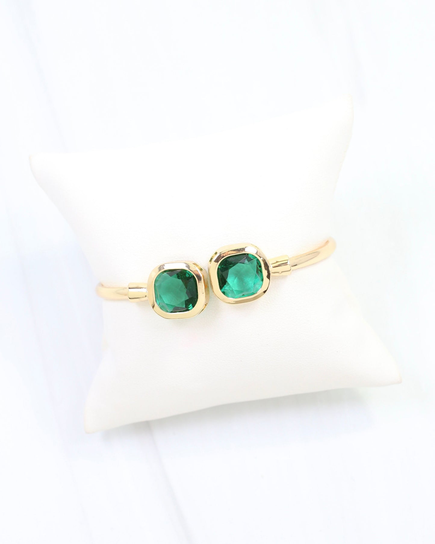 Kira Square Crystal Cuff Bracelet Emerald