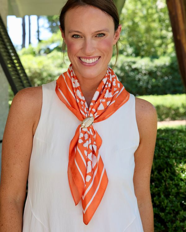 Lawson Leopard Scarf Medium Orange White