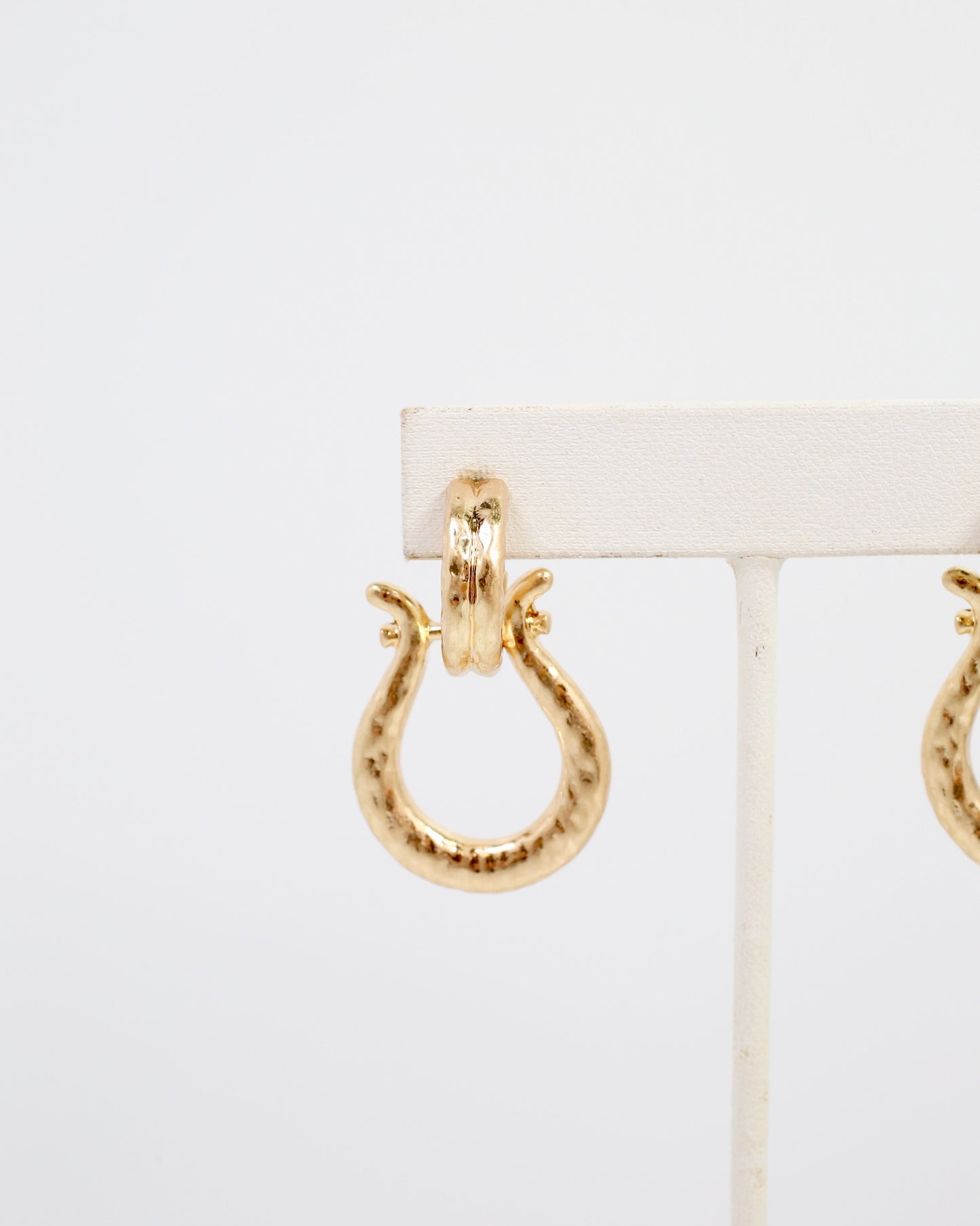 Danville Hammered Horse Bit Earring Worn Gold