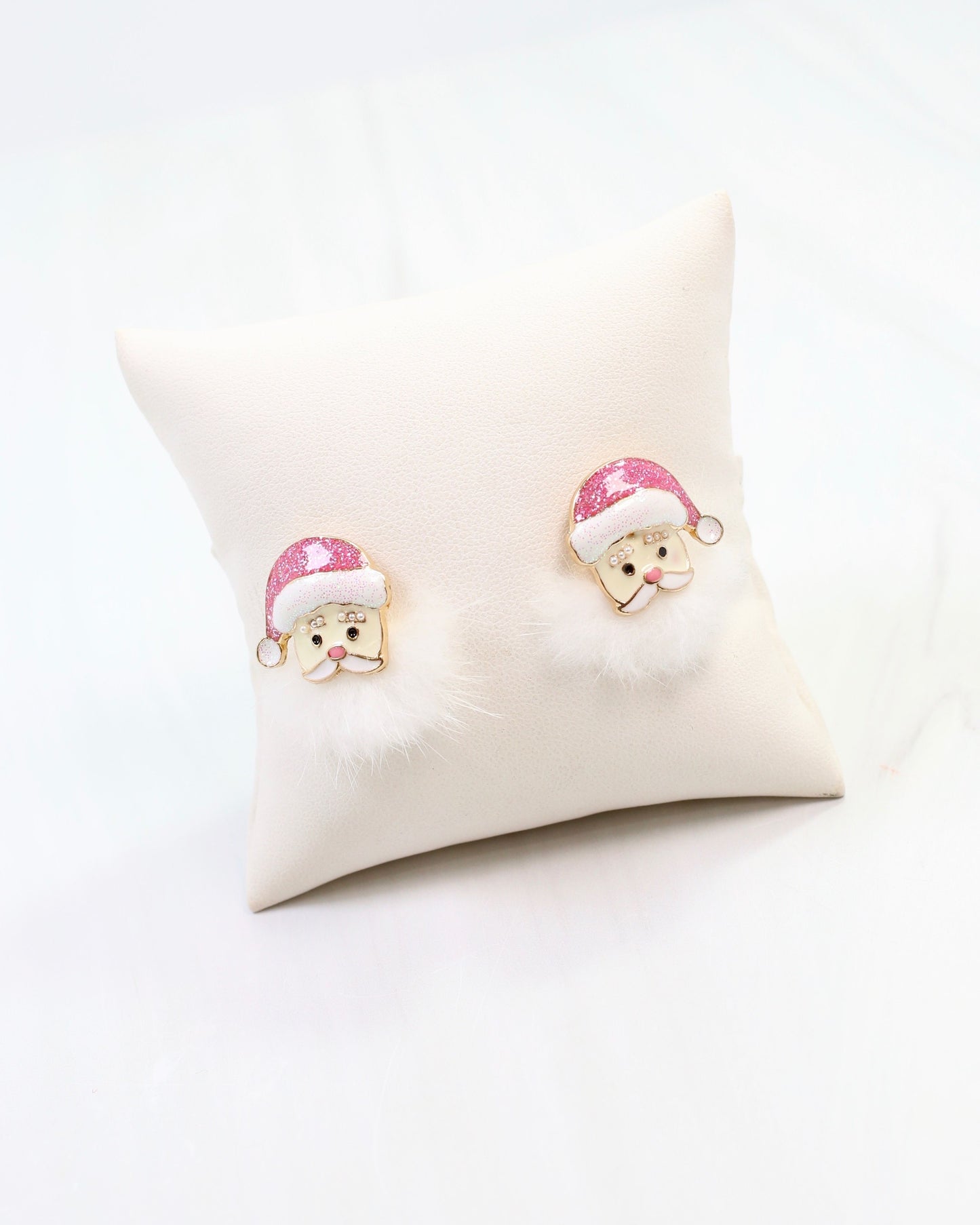 Fuzzy Santa Earring Pink
