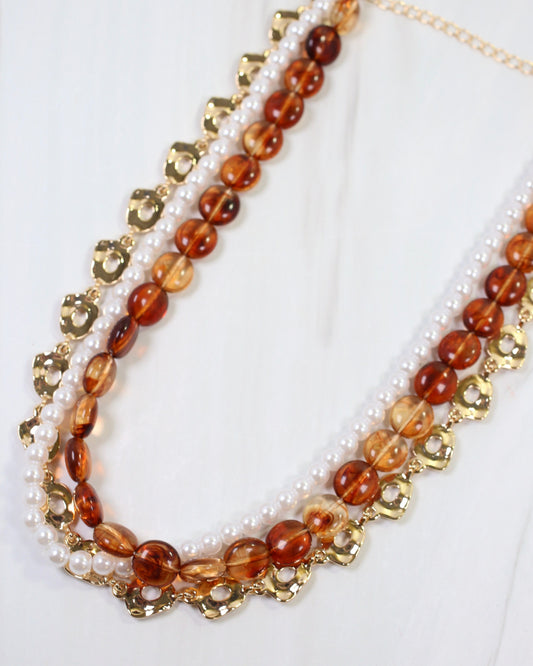 Amia Layered Bead Chain Necklace Tortoise