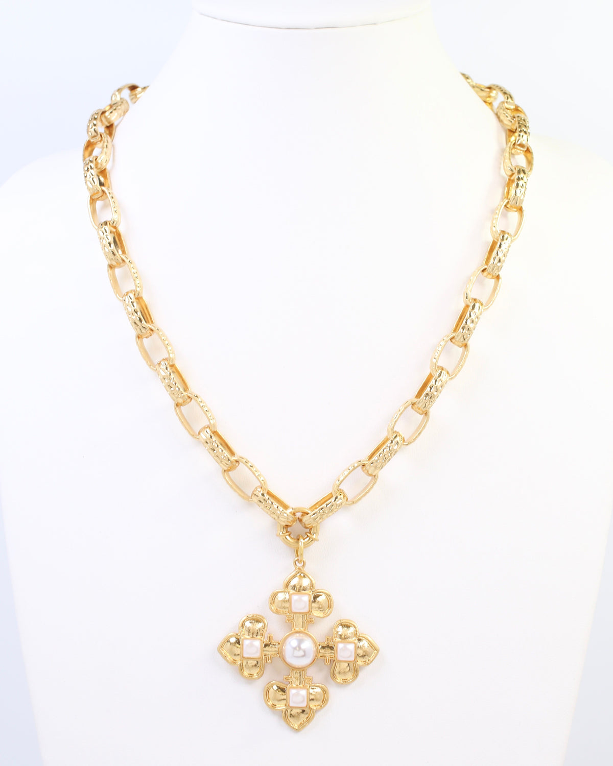 Birkhall Pearl Cross Pendant Necklace WRVG
