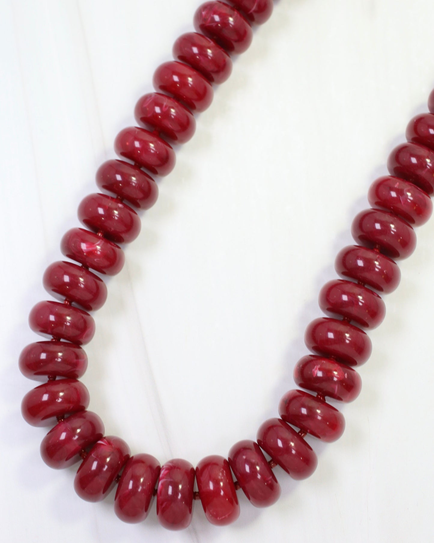 Pipestone Marble Beaded Necklace Burgundy
