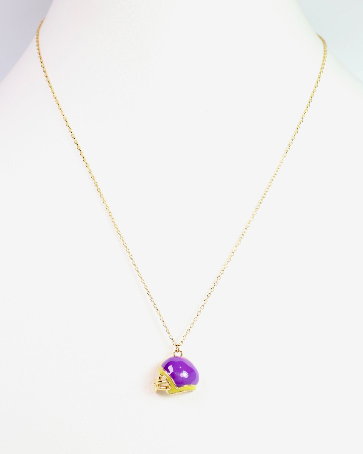 Enamel Helmet Necklace Purple Gold