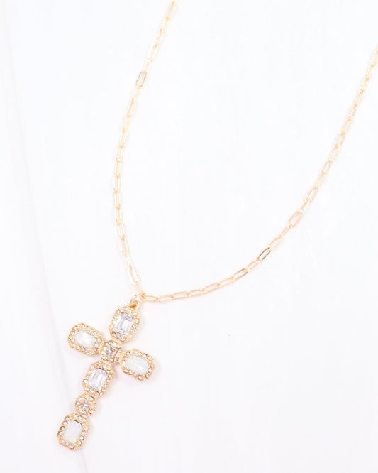 Carter Cross  Necklace White Opal
