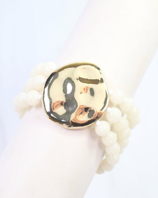Kori Beaded Stretch Bracelet Ivory