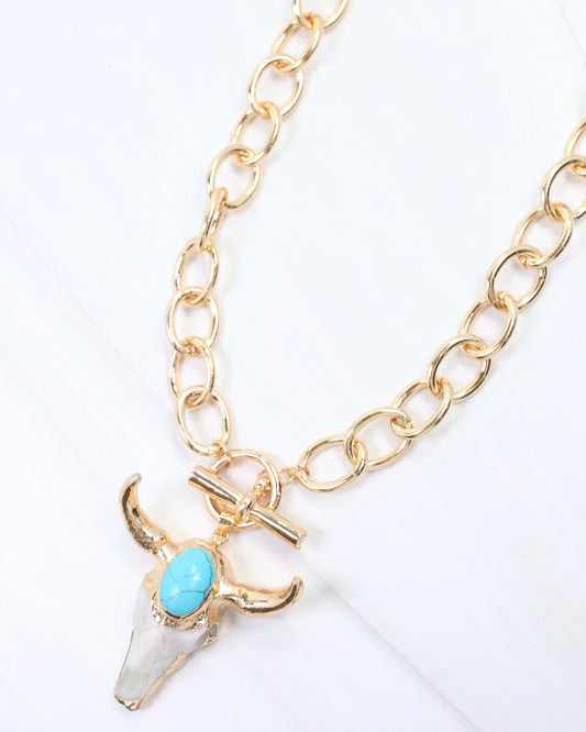 Tombstone Bull Necklace Gold