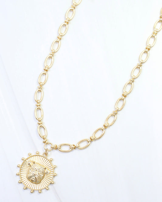 Carmen Coin Necklace Dog Worn Gold