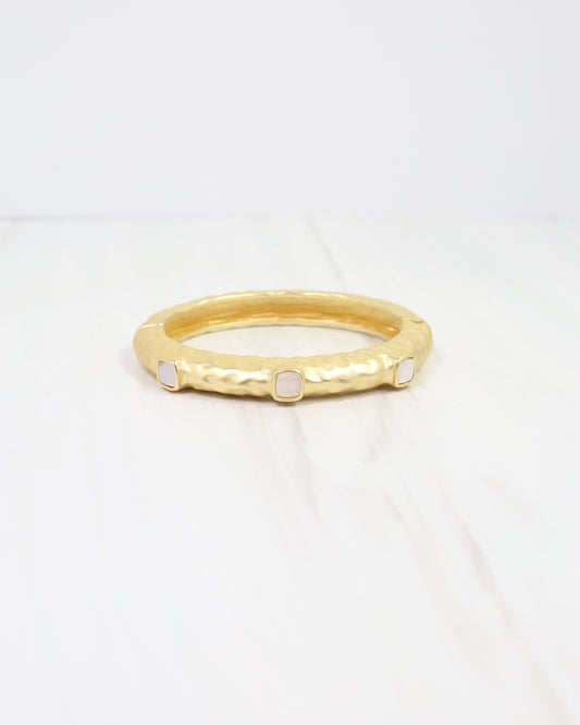 Cosette Hammered Bangle Bracelet Mother Of Pearl