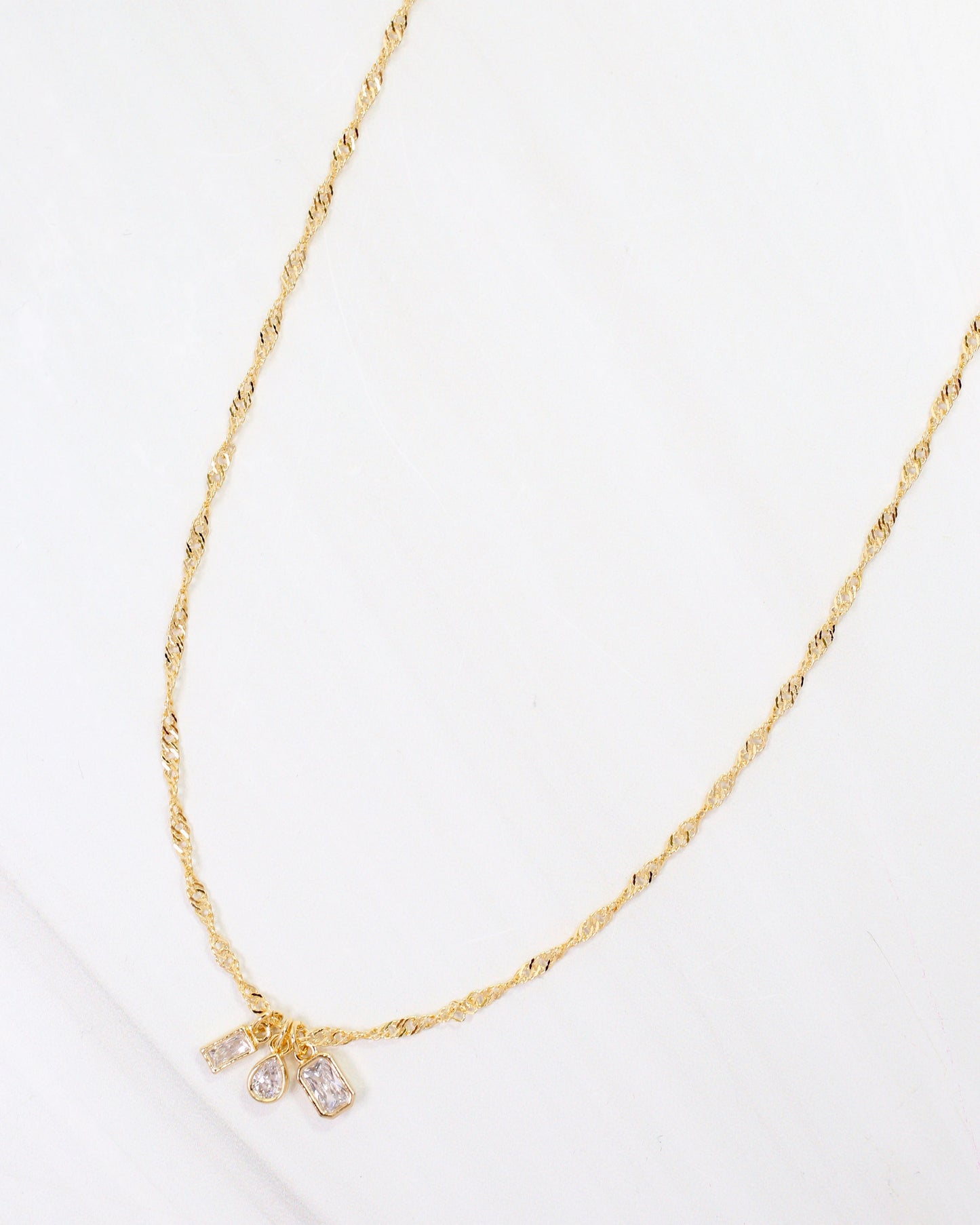 Omaha Multi CZ Pendant Necklace WR Gold