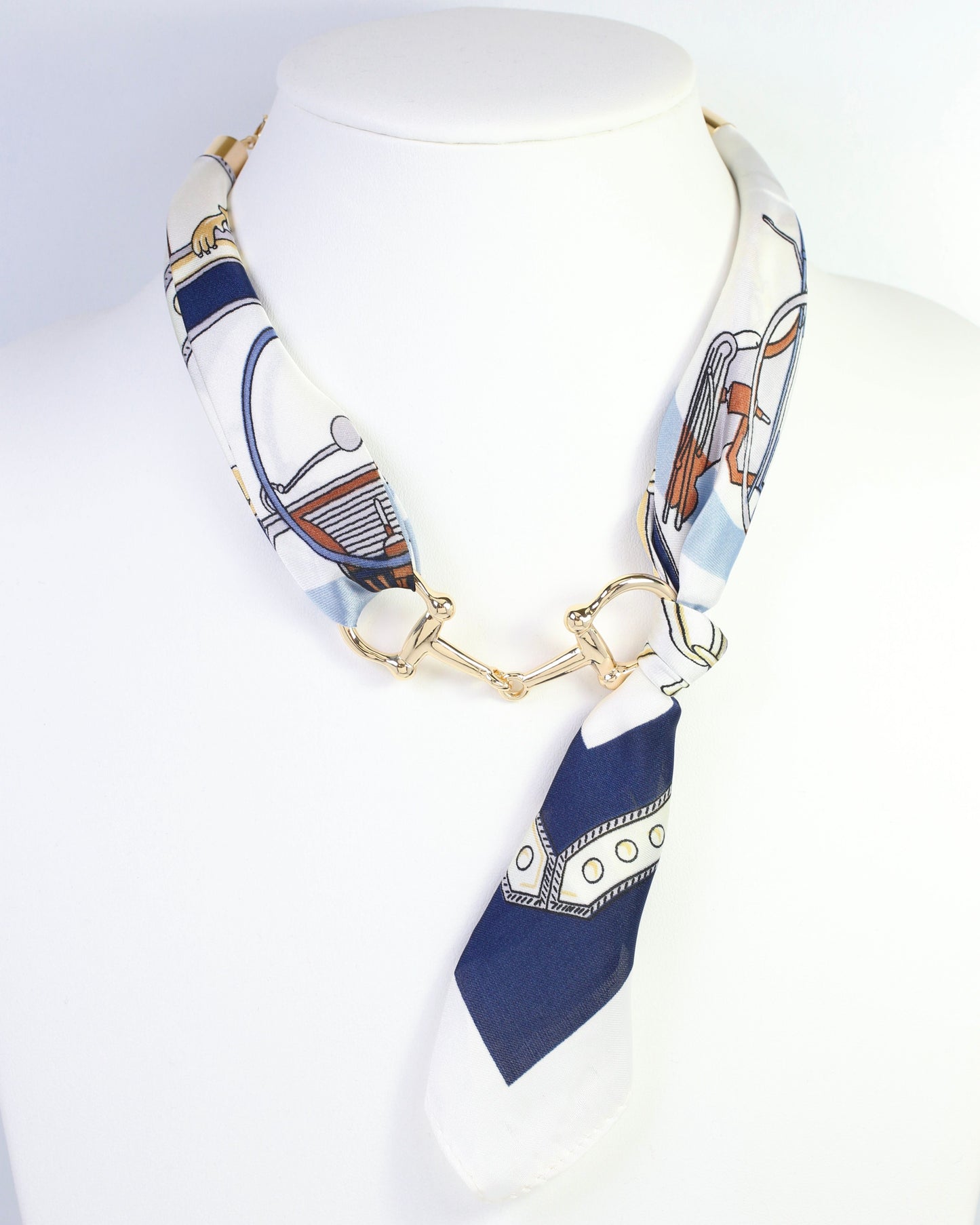 Lana Horsebit Scarf Necklace Navy
