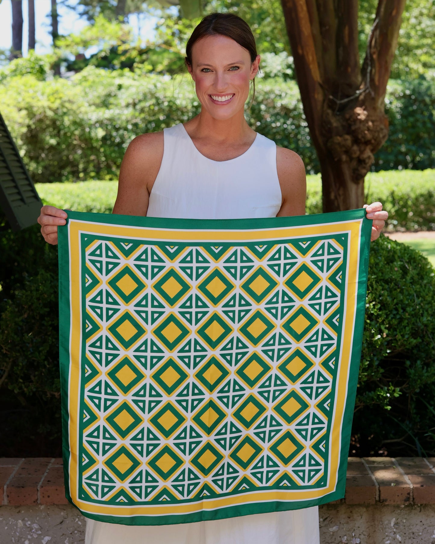 Barrett Tile Scarf Medium Green Gold