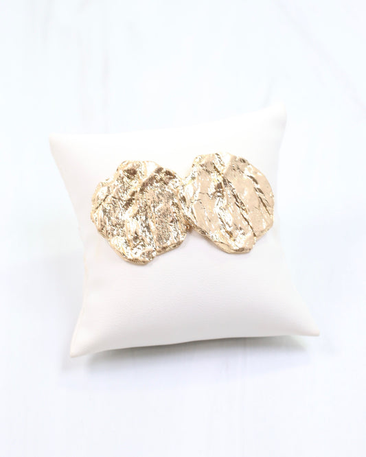 Ingham Textured Round Earring Worn Gold