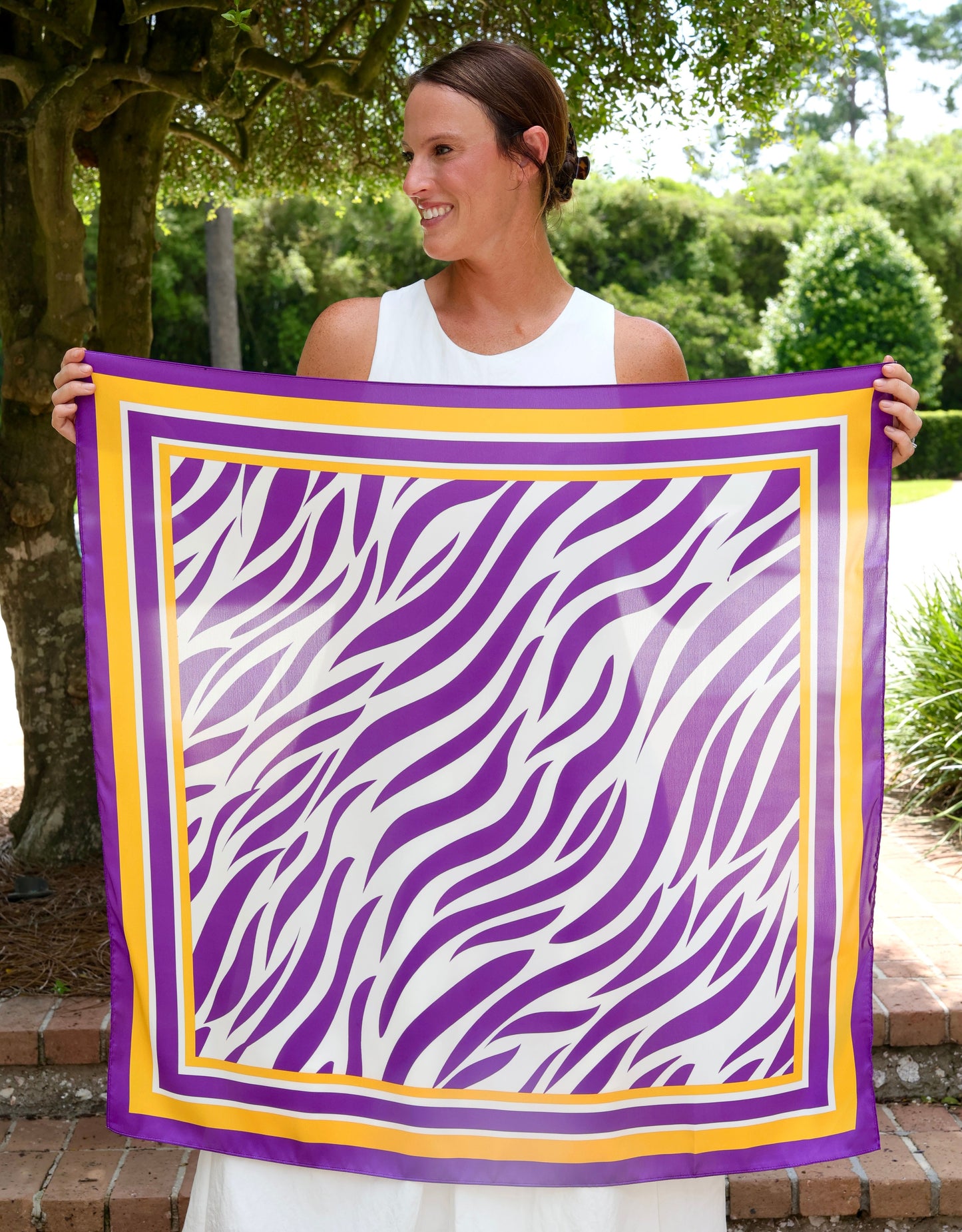 Harper Striped Scarf Large Purple Gold