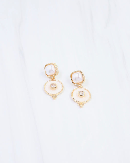 Lismore Pearl Circle Drop Earring White