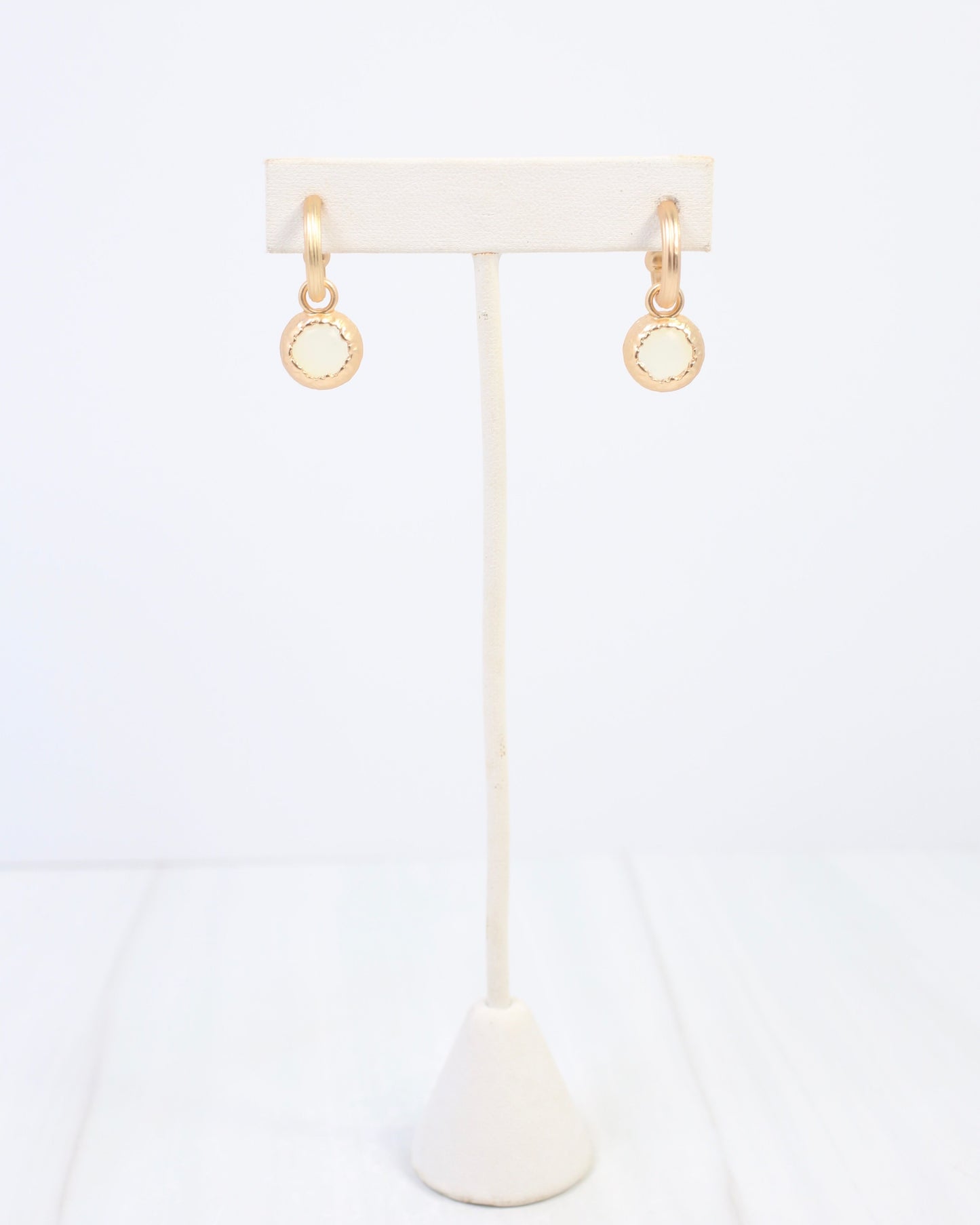 Alma Matte Gold Dangle Earring Opal