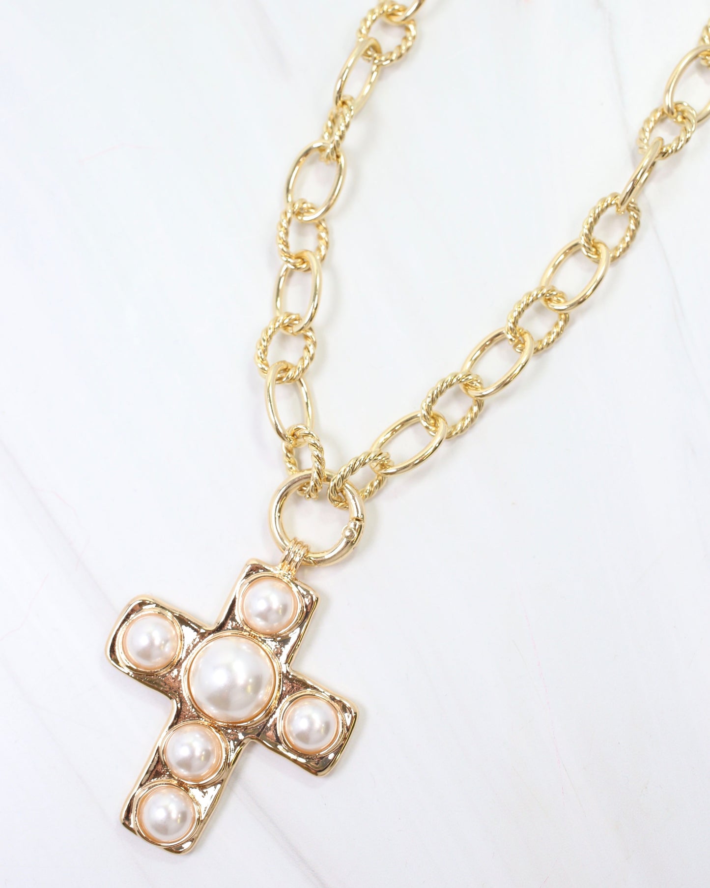 Nampa Cross Pendant Necklace Gold