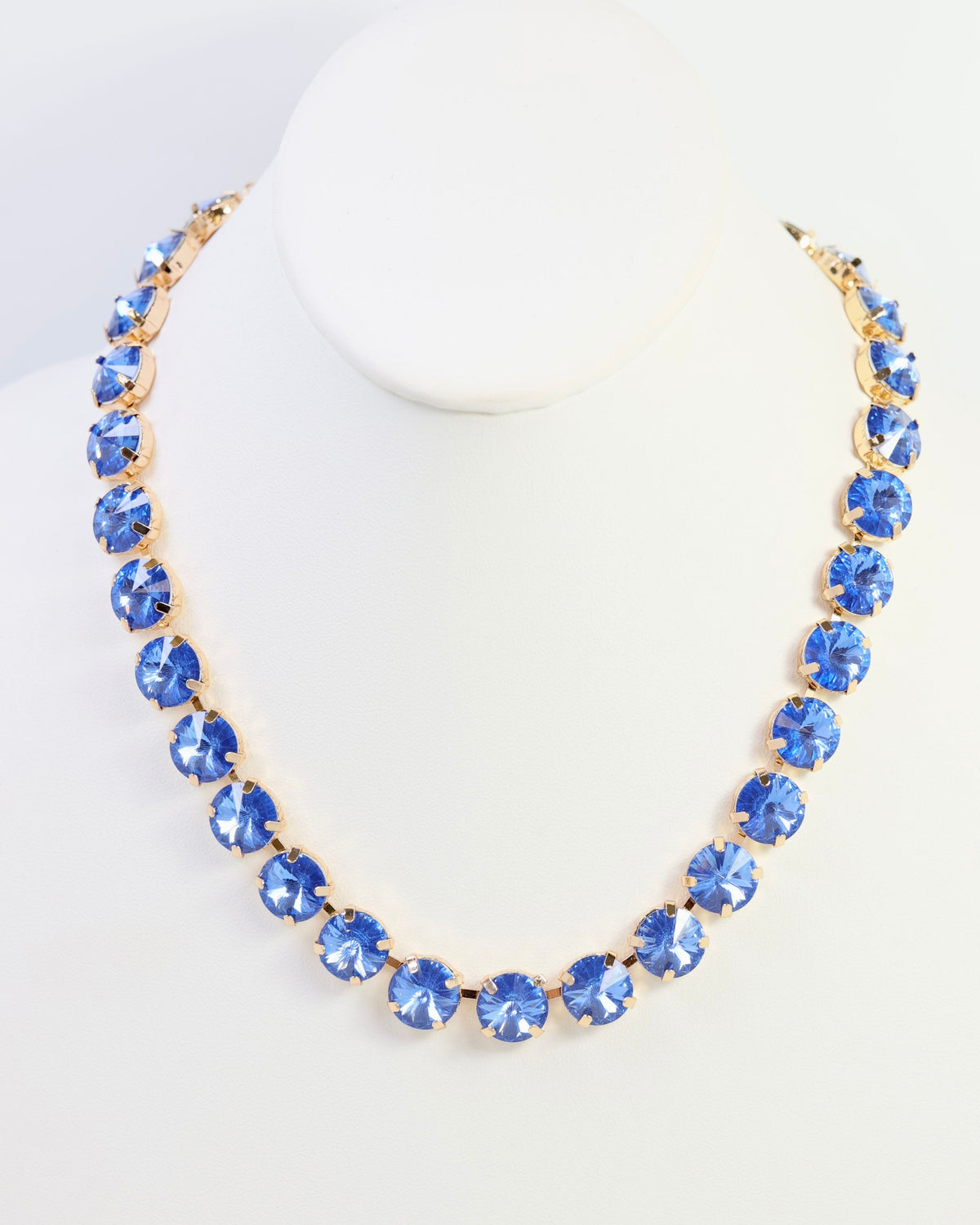 Harper Medium Rhinestone Necklace Sapphire