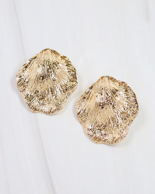 Pinehurst Textured Shell Earring Gold