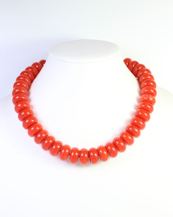 Pipestone Marble Beaded Necklace Orange