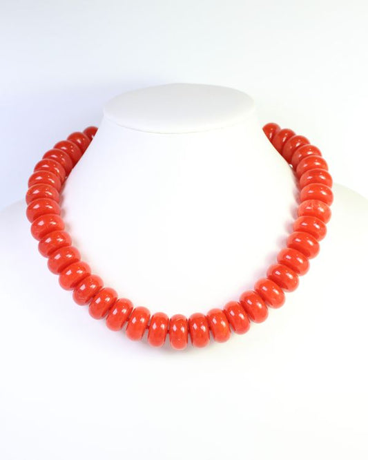 Pipestone Marble Beaded Necklace Orange