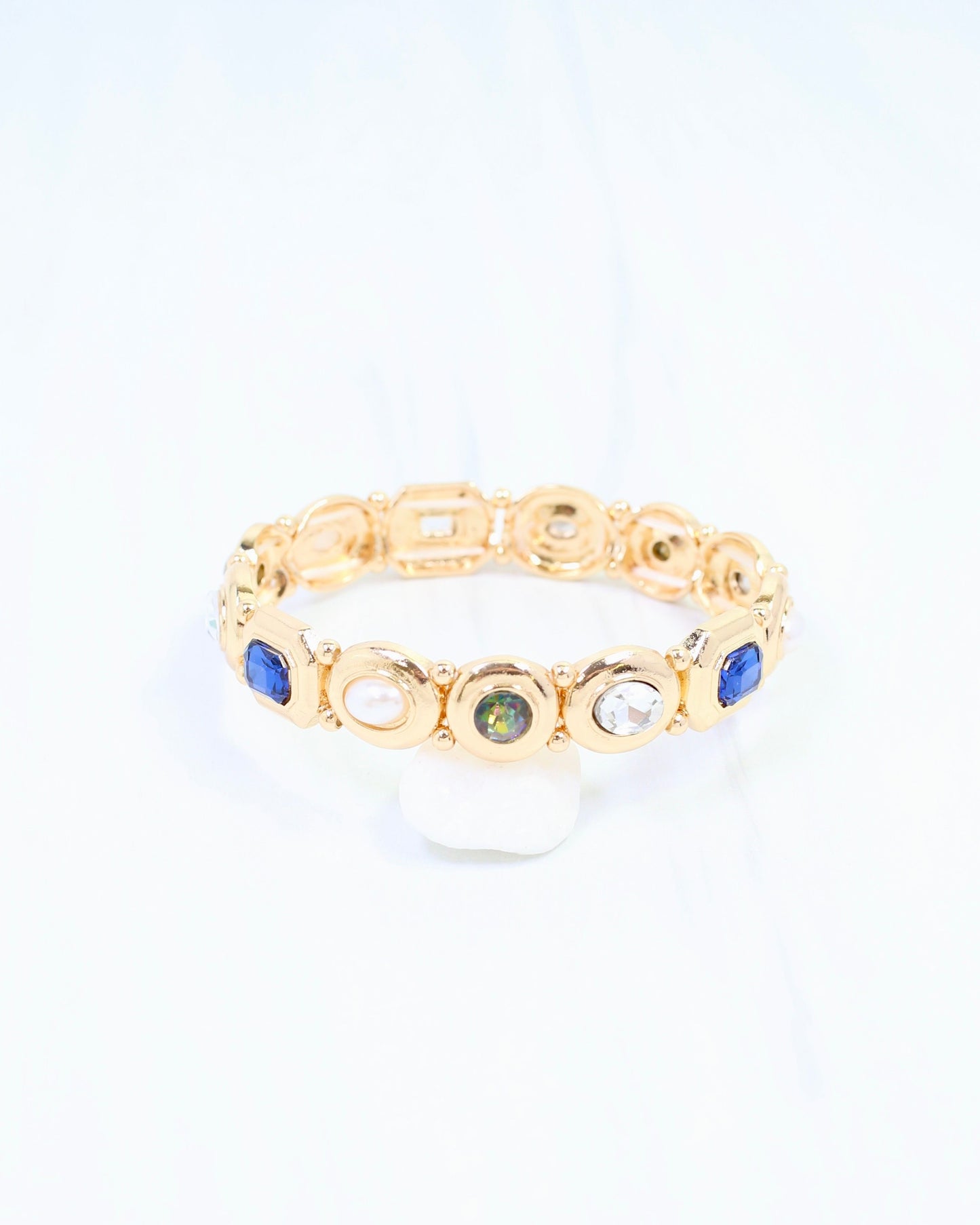 Nadia Gem Stone Stretch Bracelet Blue Multi