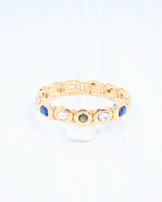 Nadia Gem Stone Stretch Bracelet Blue Multi