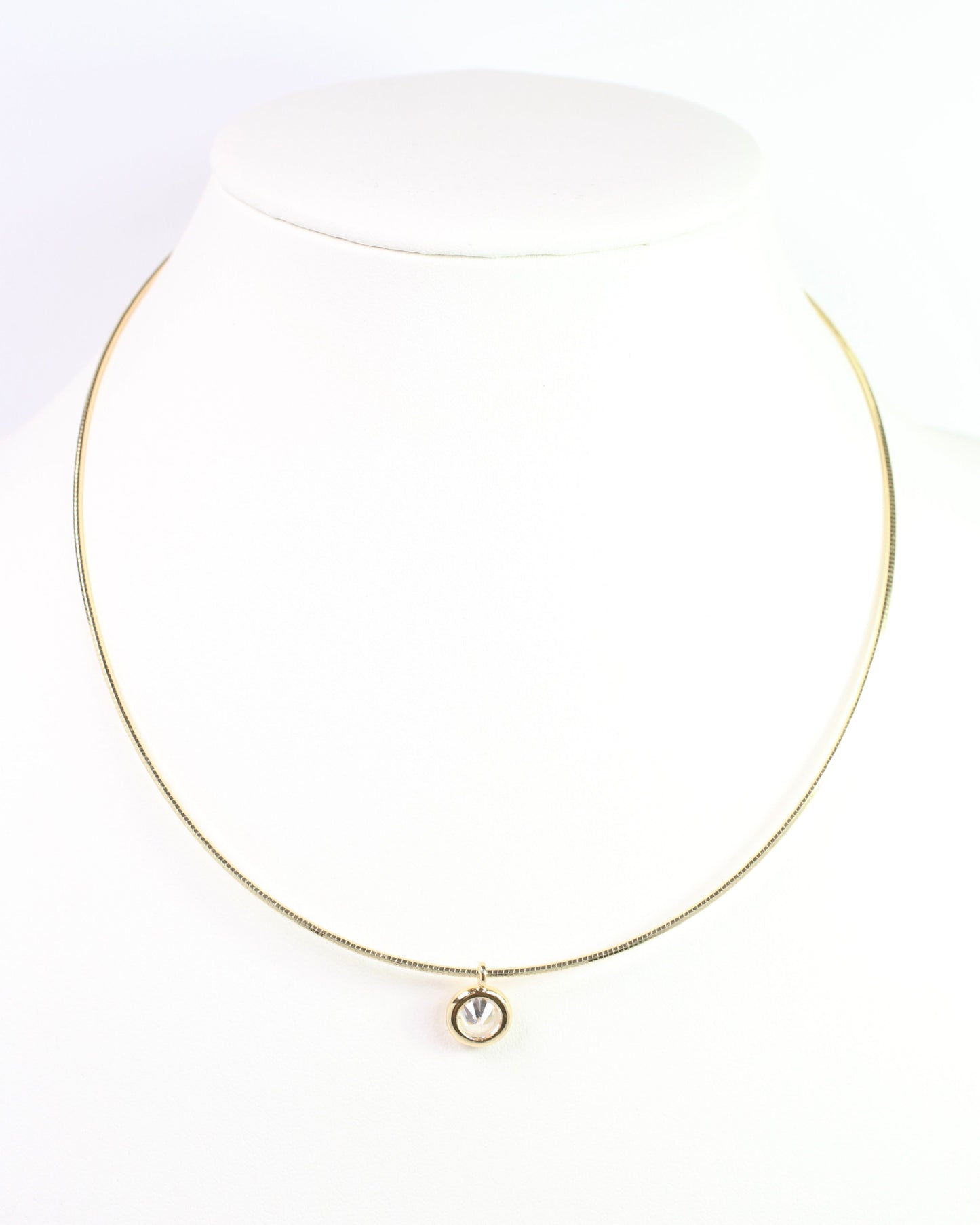 Eunice Round CZ Chain Necklace WR Gold