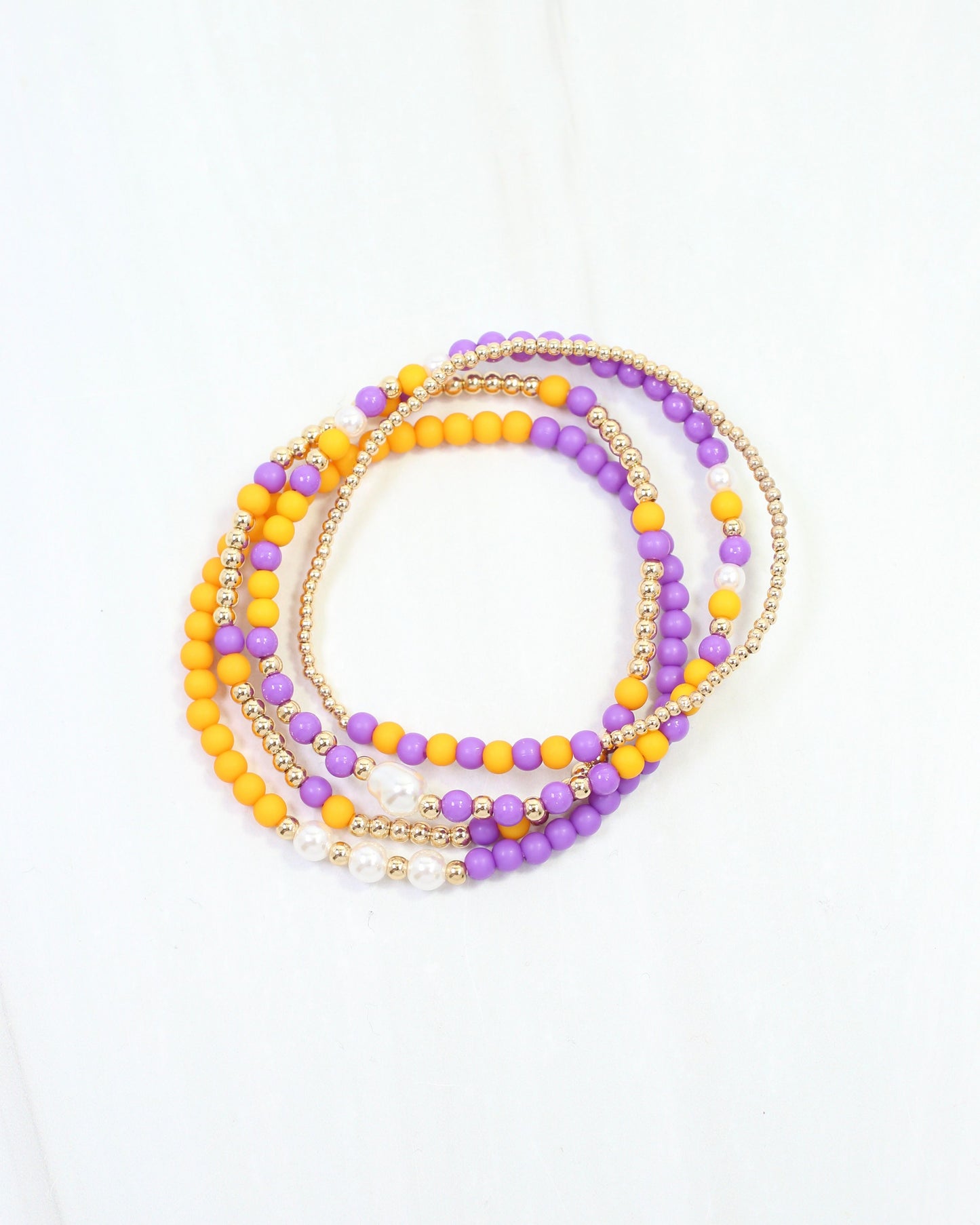 Josie Beaded Bracelet Set Purple Gold