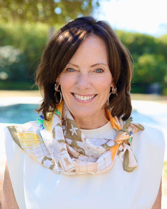 Portofino Printed Scarf Tan