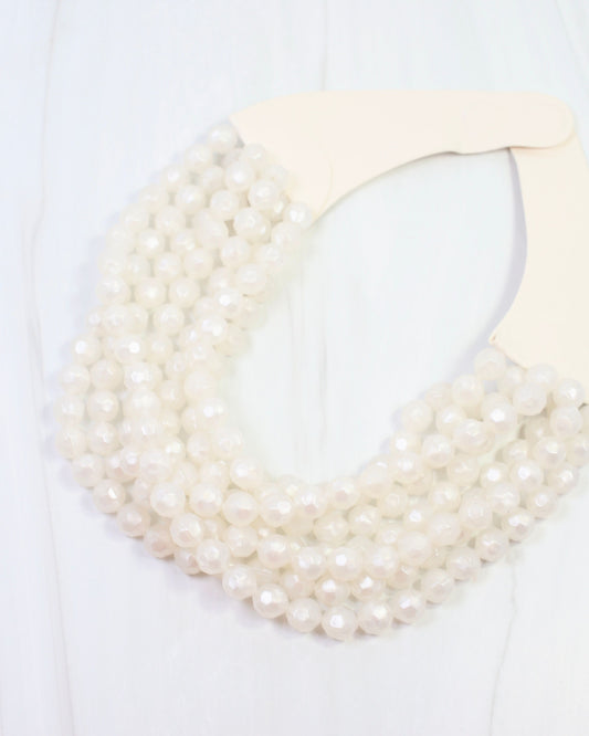 Cadence Multi Layered Beaded Necklace White