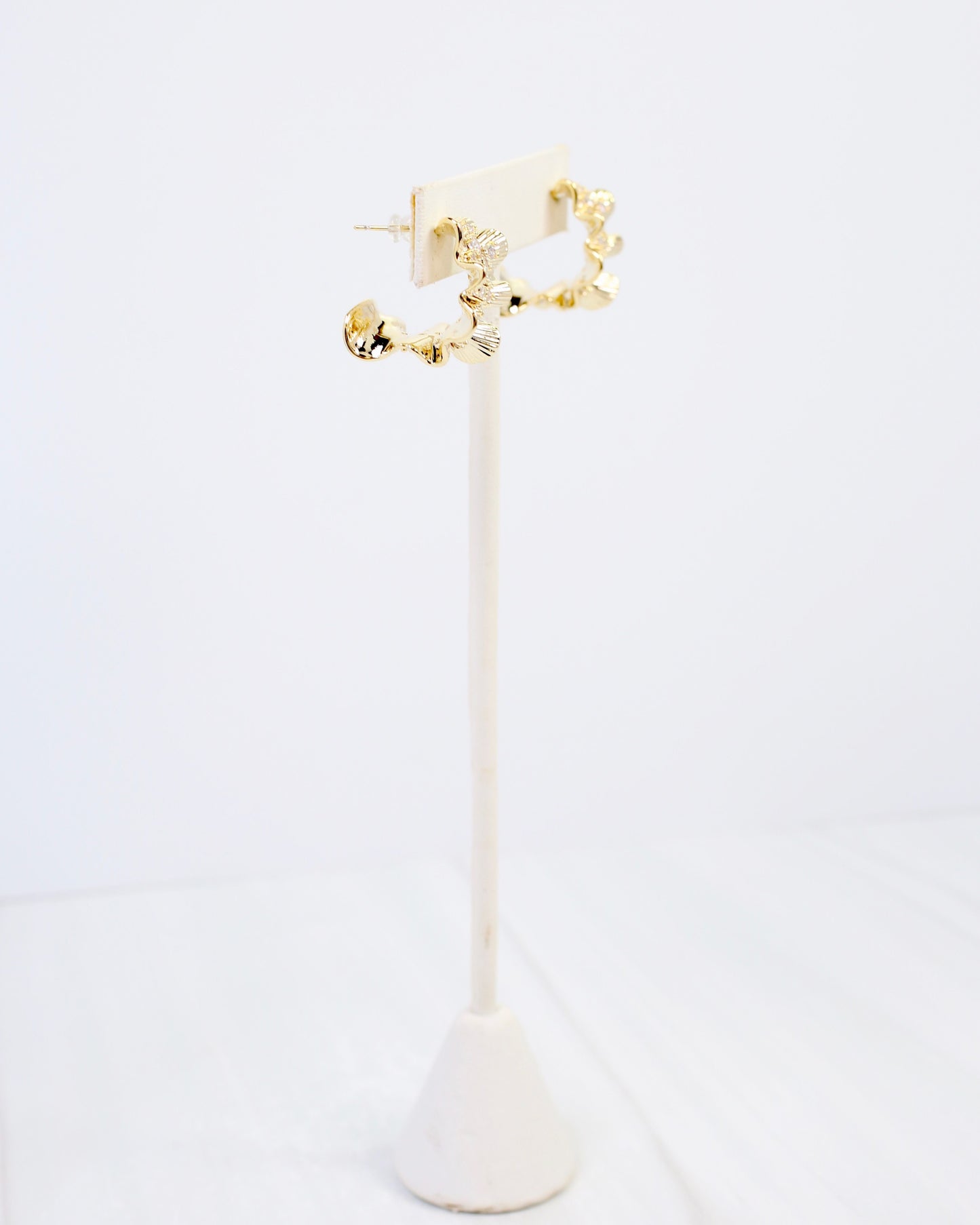 Elmira Wavy CZ Hoop Earring Gold