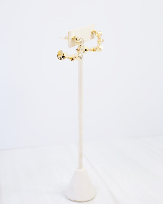 Elmira Wavy CZ Hoop Earring Gold